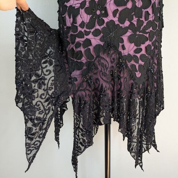 Vintage Sue Wong Midi Dress Cocktail Gown Fairy Goth Whimsigoth Pink Black 12 - Picture 4 of 16